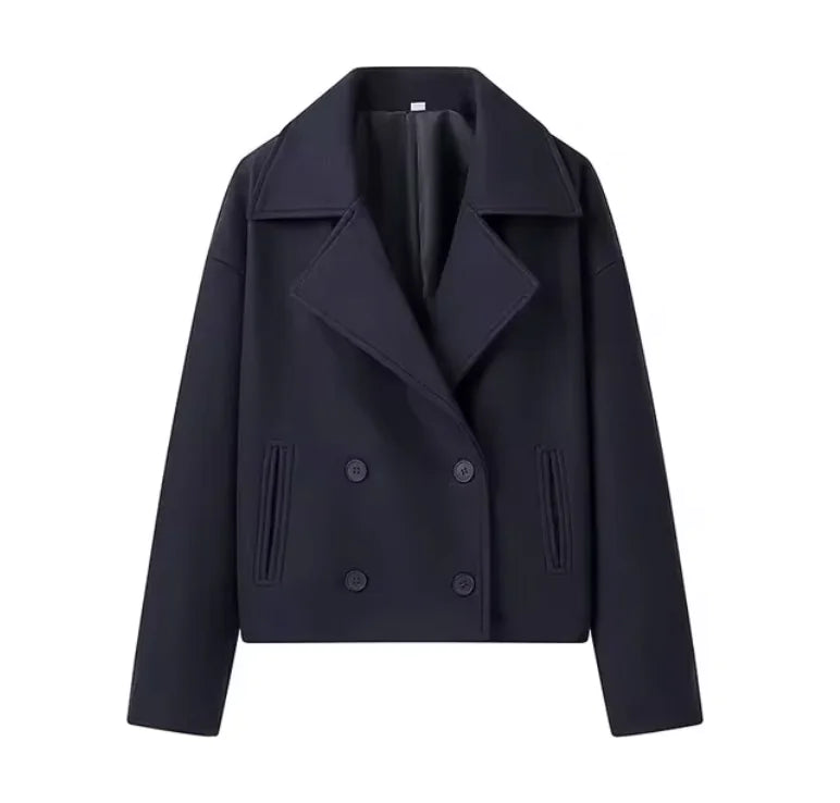 Buy blue Women Vintage Full Sleeve Short Coat