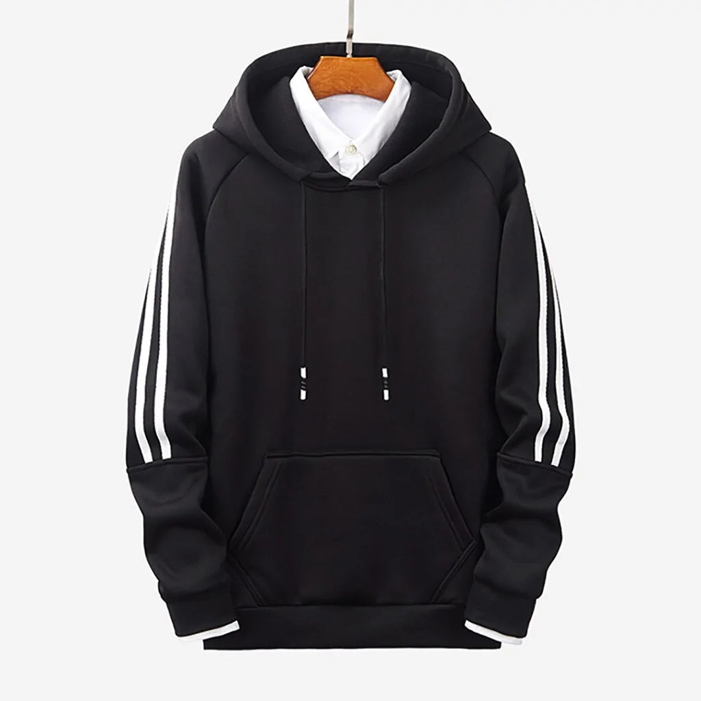 Buy black Stripe Stitching Hoodies