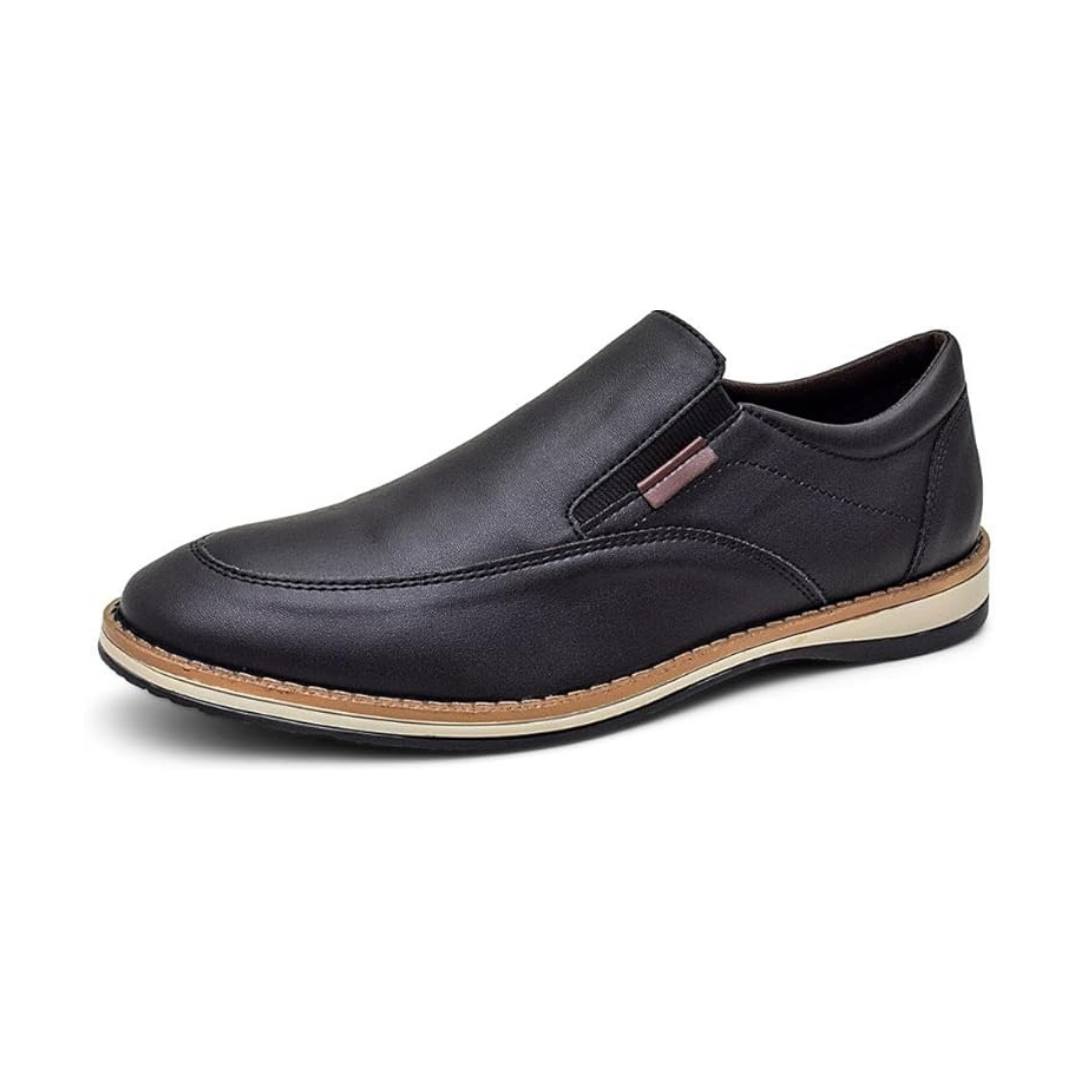 Sapato Masculino Slip On Preto em Couro Sintético