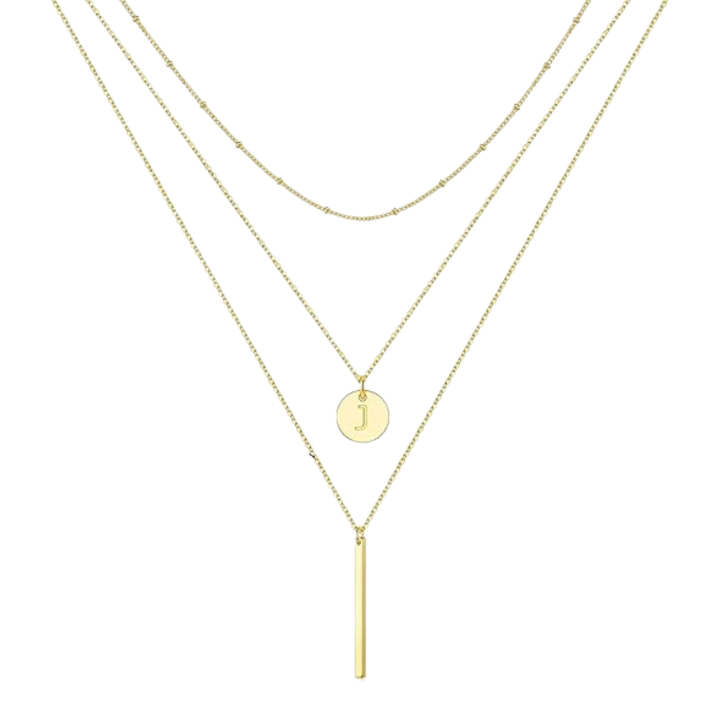 14K Gold Plated Layered Initial Necklace