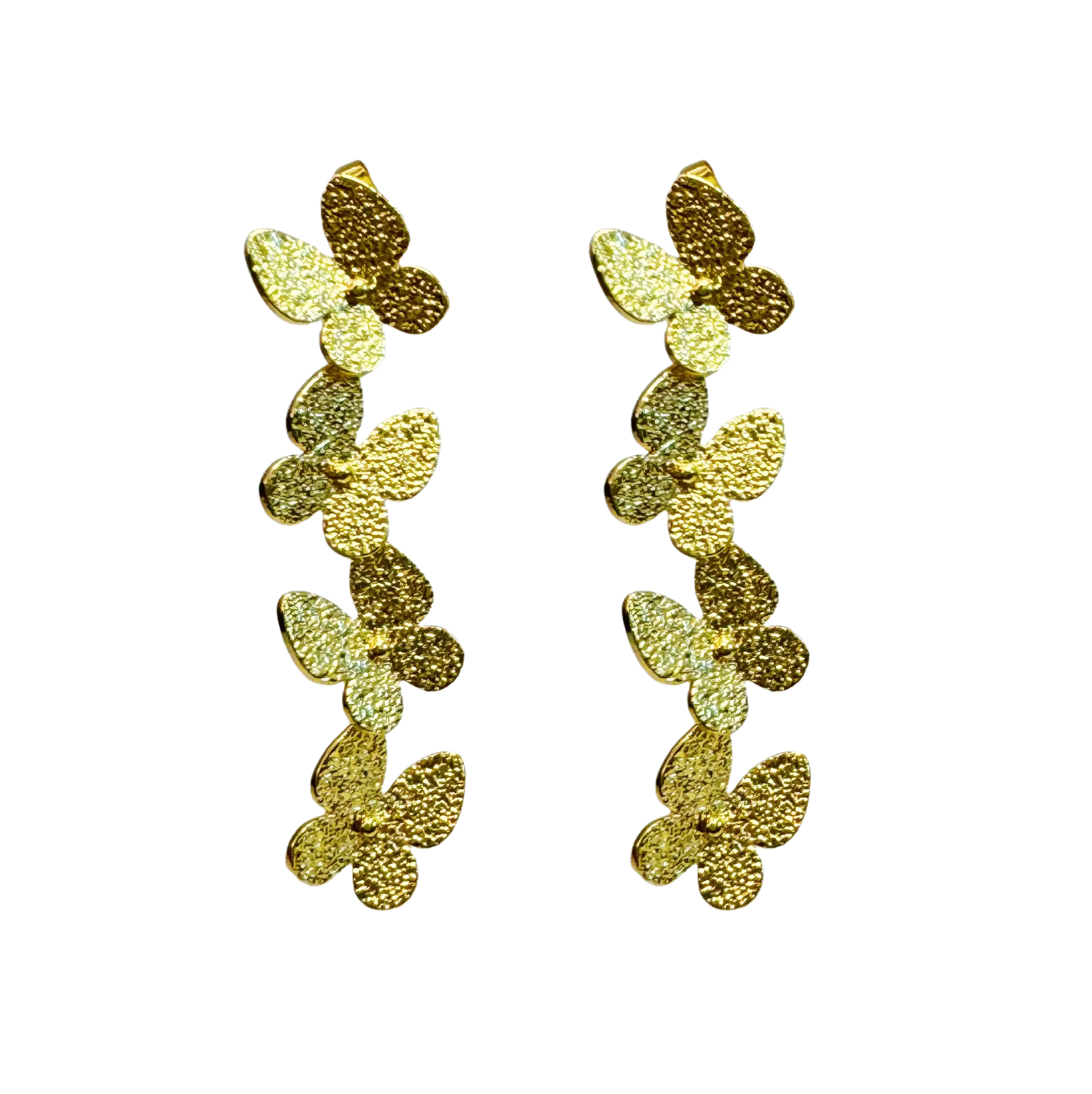 Four Butterflies Drop Down Earrings