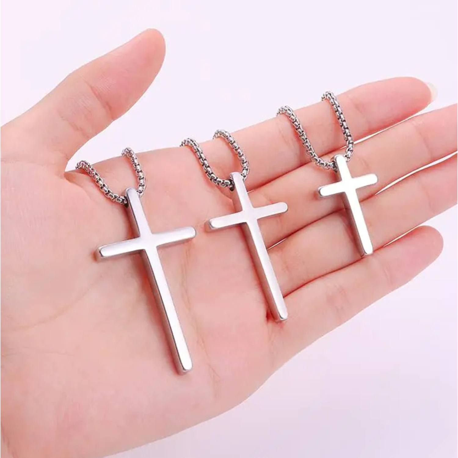 Men’s Stainless Steel Cross Necklace 22 Inch