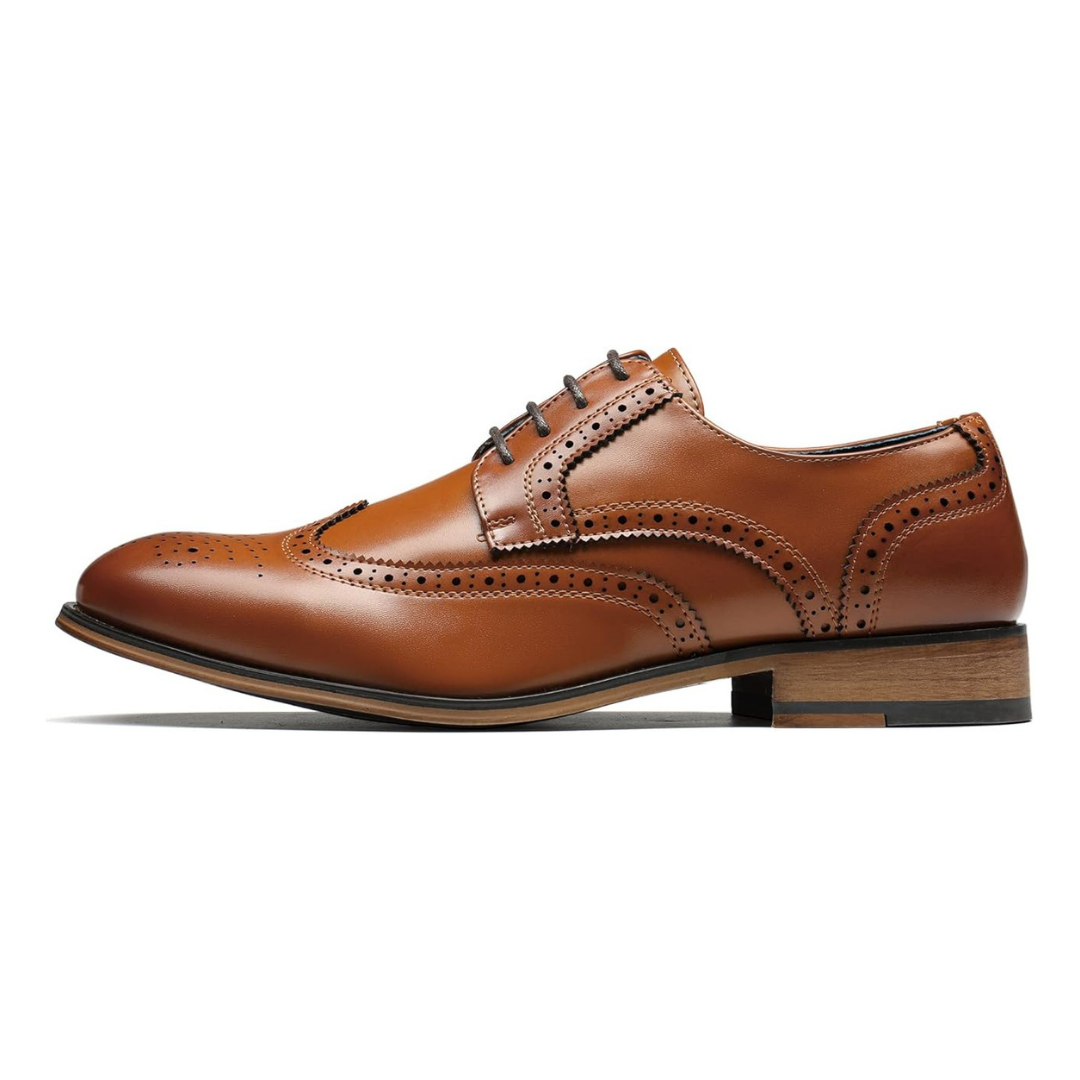 Sapato Social Masculino Oxford Brogue Marrom em Couro Legítimo