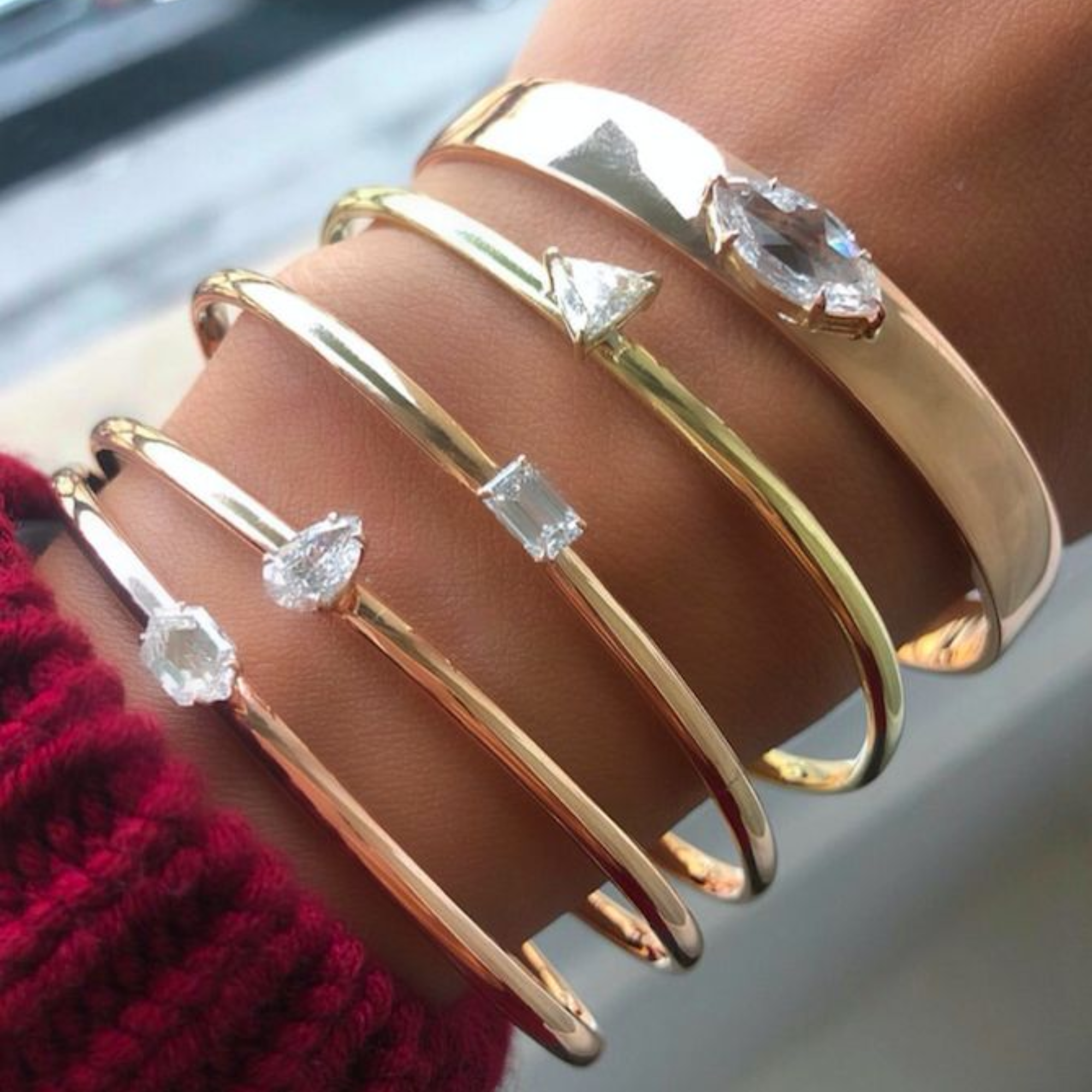 Ella Eclectic 5 in 1 Stackable Studded Bangle Bracelets - 0