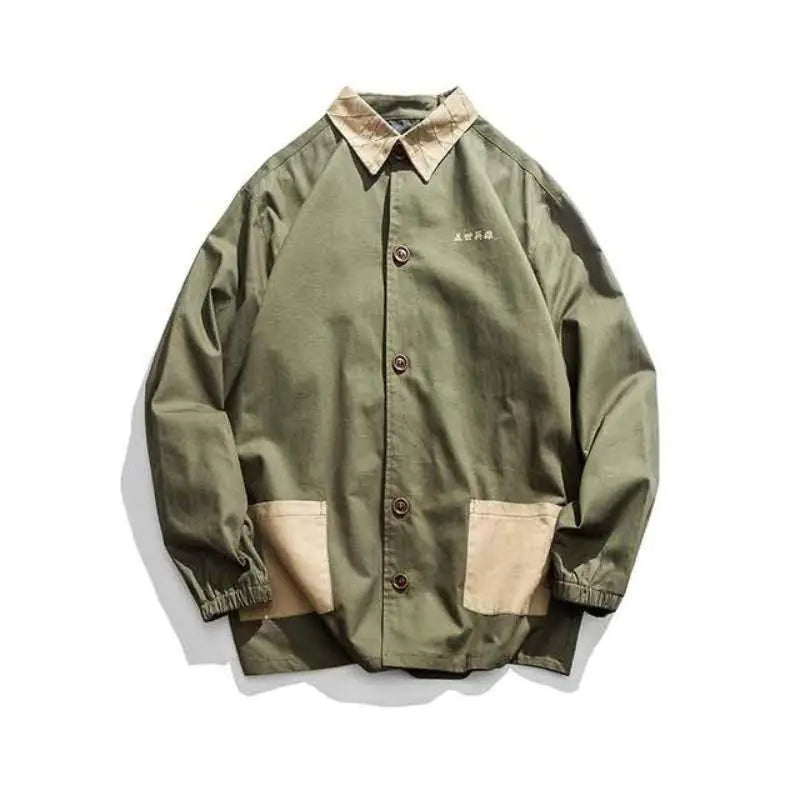 Buy green Jacket Men Fashion Patchwork Jackets