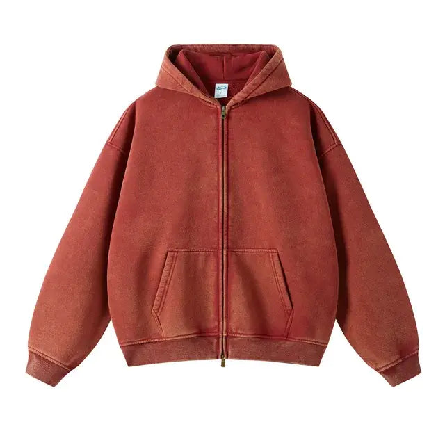 Buy red Fleece Zippered Batik Hoodies