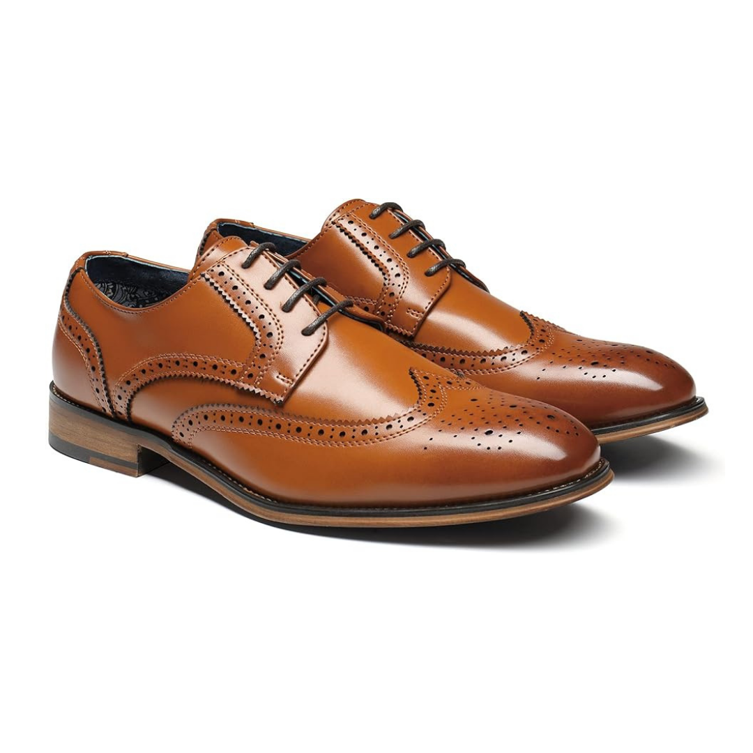 Sapato Social Masculino Oxford Brogue Marrom em Couro Legítimo