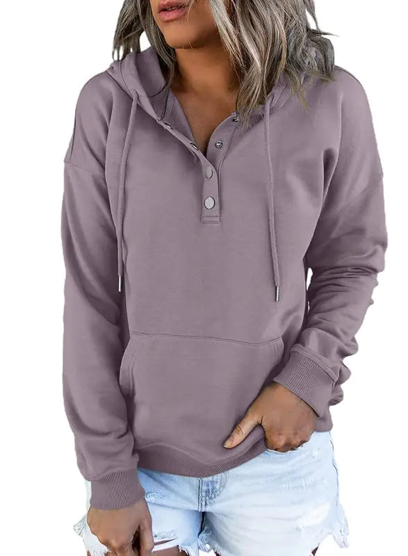 Dokotoo Women’s 2024 Button-Collar Hooded Pullover Sweatshirt