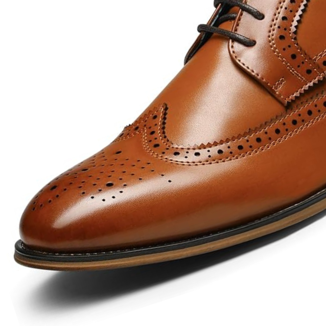 Sapato Social Masculino Oxford Brogue Marrom em Couro Legítimo