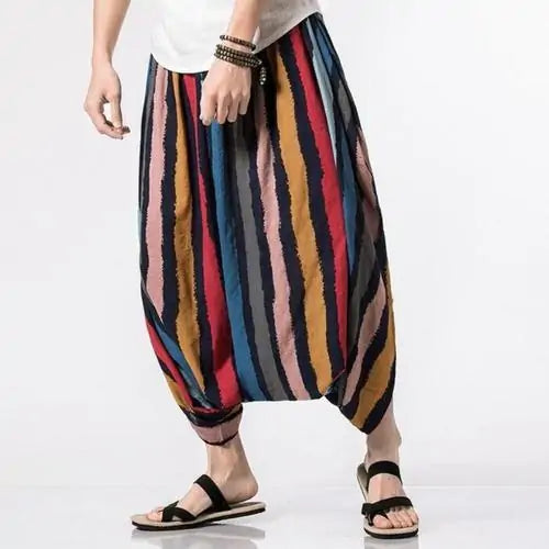 Buy multi-red Oversized Men Casual Loose Cross Pants