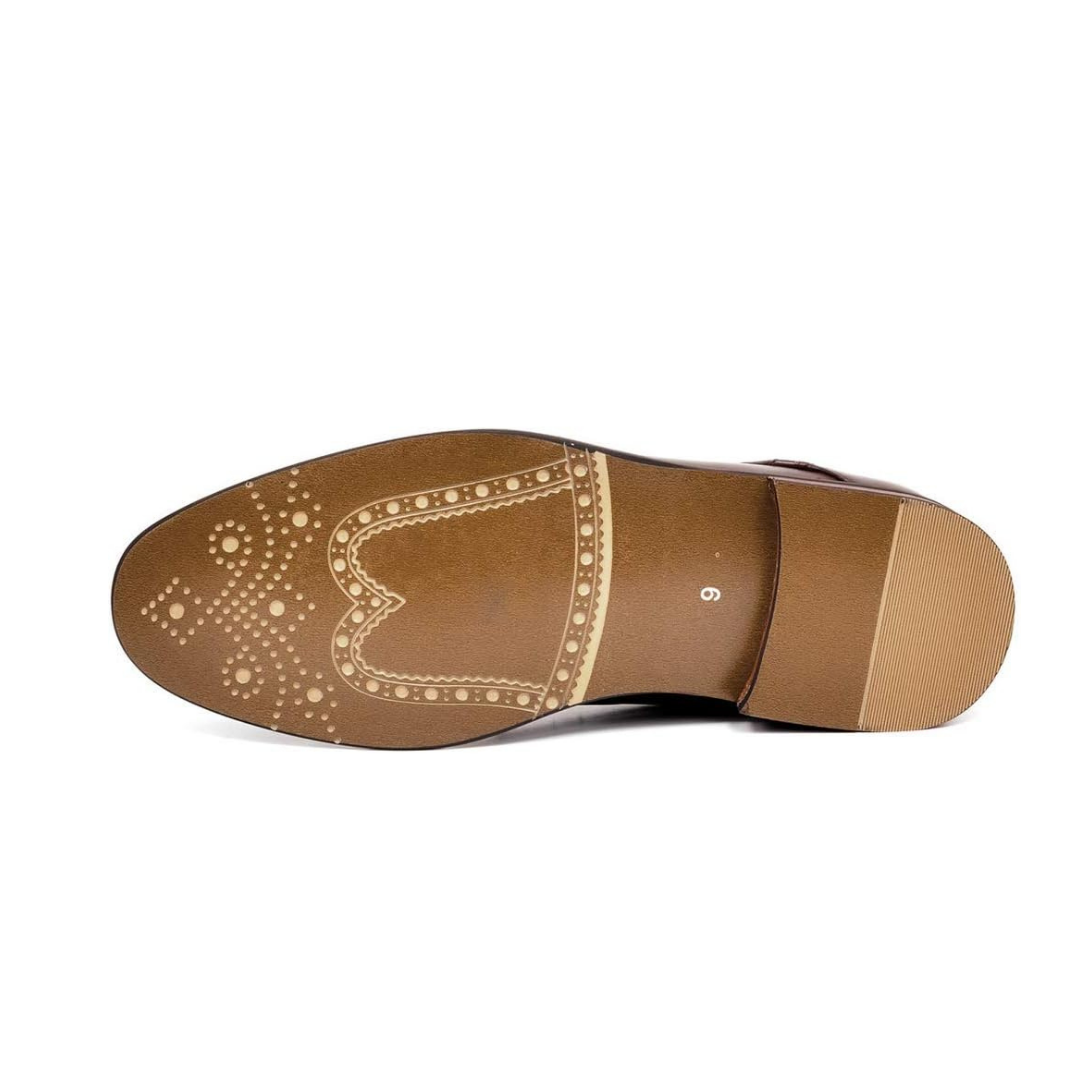 Sapato Masculino Brogue Marrom Couro com Cadarço