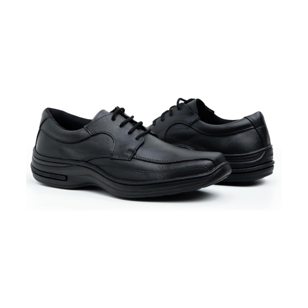 Sapato Masculino Preto com Cadarço e Sola Amortecida