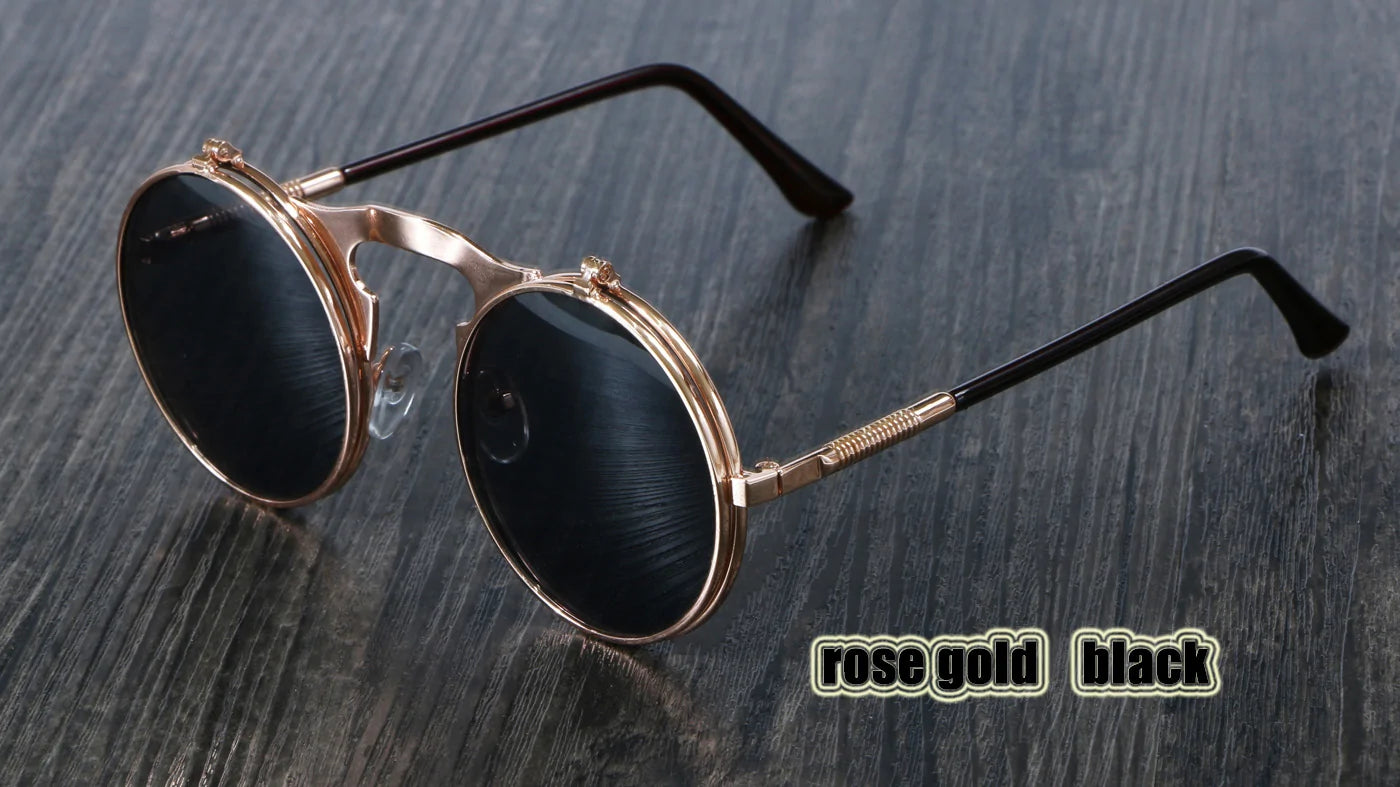 Buy rose-gold-black Retro-Style Sunglasses