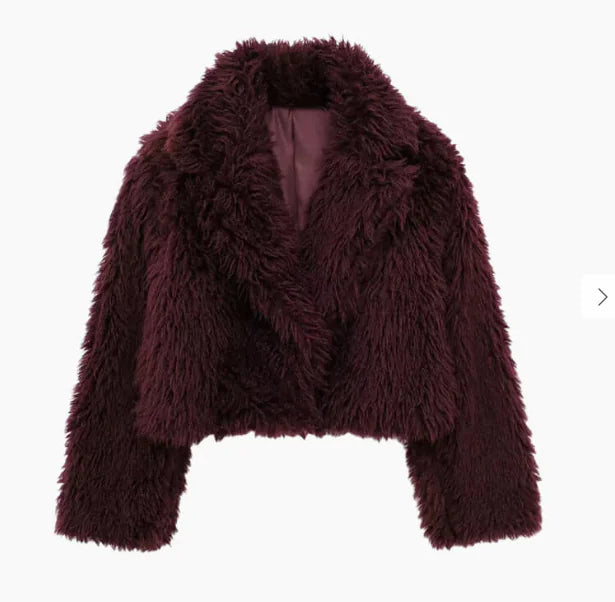 Buy wine-red Fashionable All-match Green Fur Short Coat