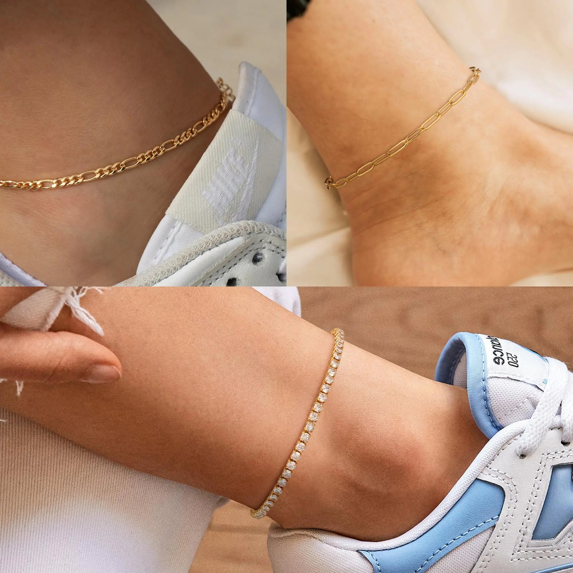 14K Gold/ Silver Waterproof Cuban Link Anklet