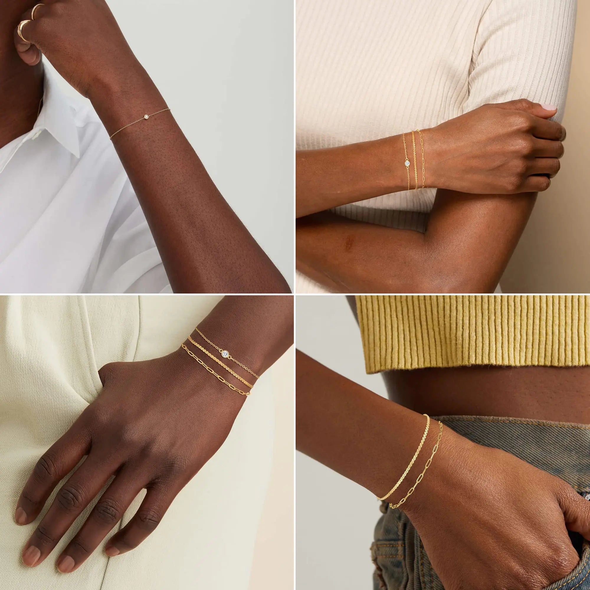 14K Gold Stackable Bracelets for Women