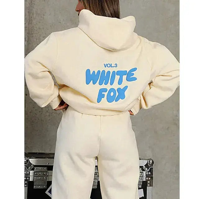 Buy beige-l White Fox Style Hoodies