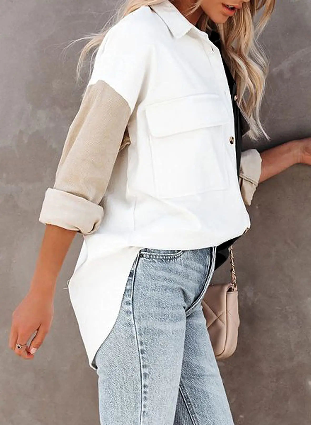 Oversized Corduroy Button-Down Shirt