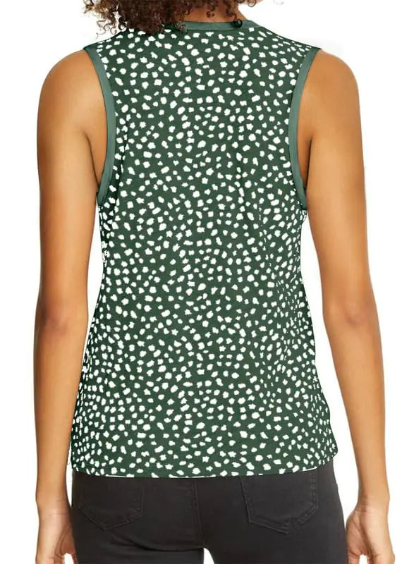 Leopard Print Sleeveless Tank Top Green - 0