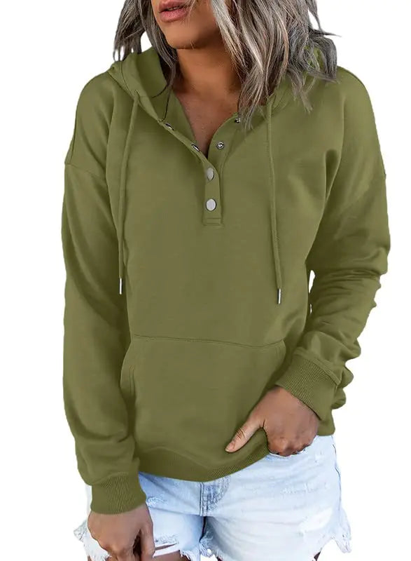 Buy brown Dokotoo Women’s 2024 Button-Collar Hooded Pullover Sweatshirt