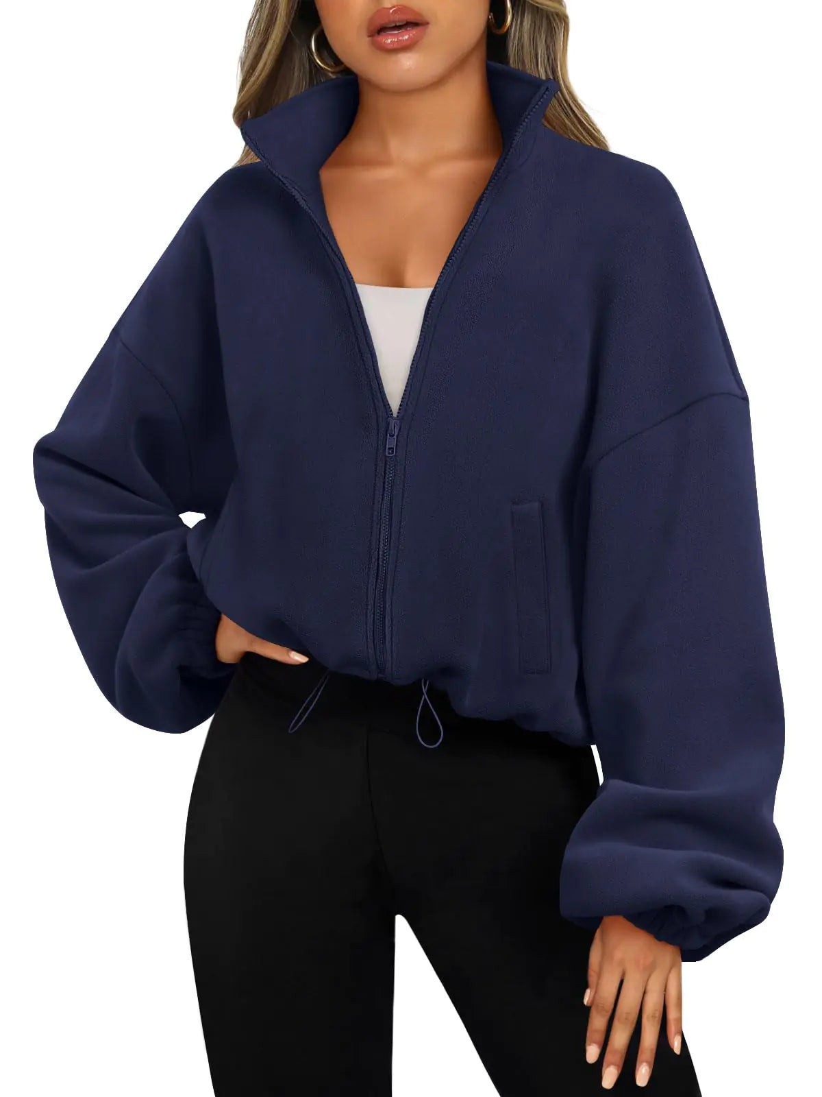 Buy navy AUTOMET Women’s Zip-Up Sherpa Hoodie