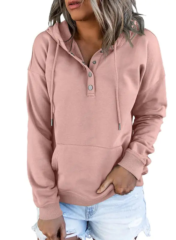 Dokotoo Women’s 2024 Button-Collar Hooded Pullover Sweatshirt