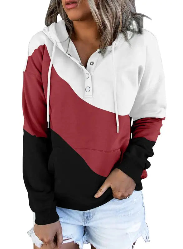 Dokotoo Women’s 2024 Button-Collar Hooded Pullover Sweatshirt