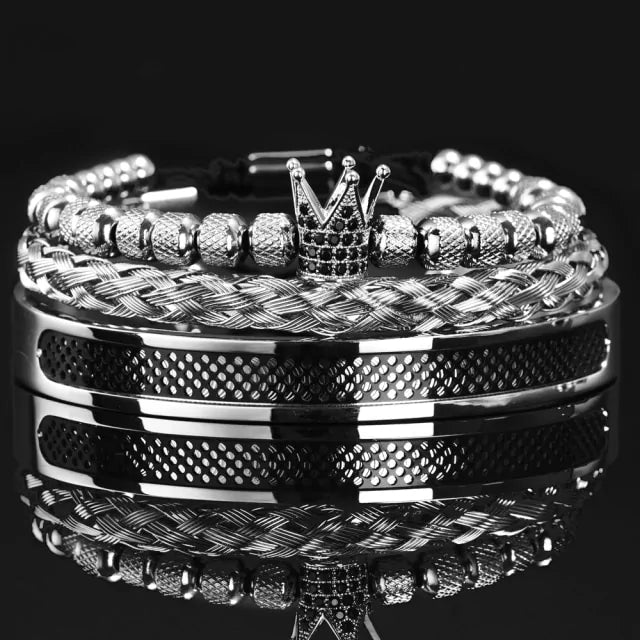 Buy black-crown-set Handmade Men Crown Bracelets