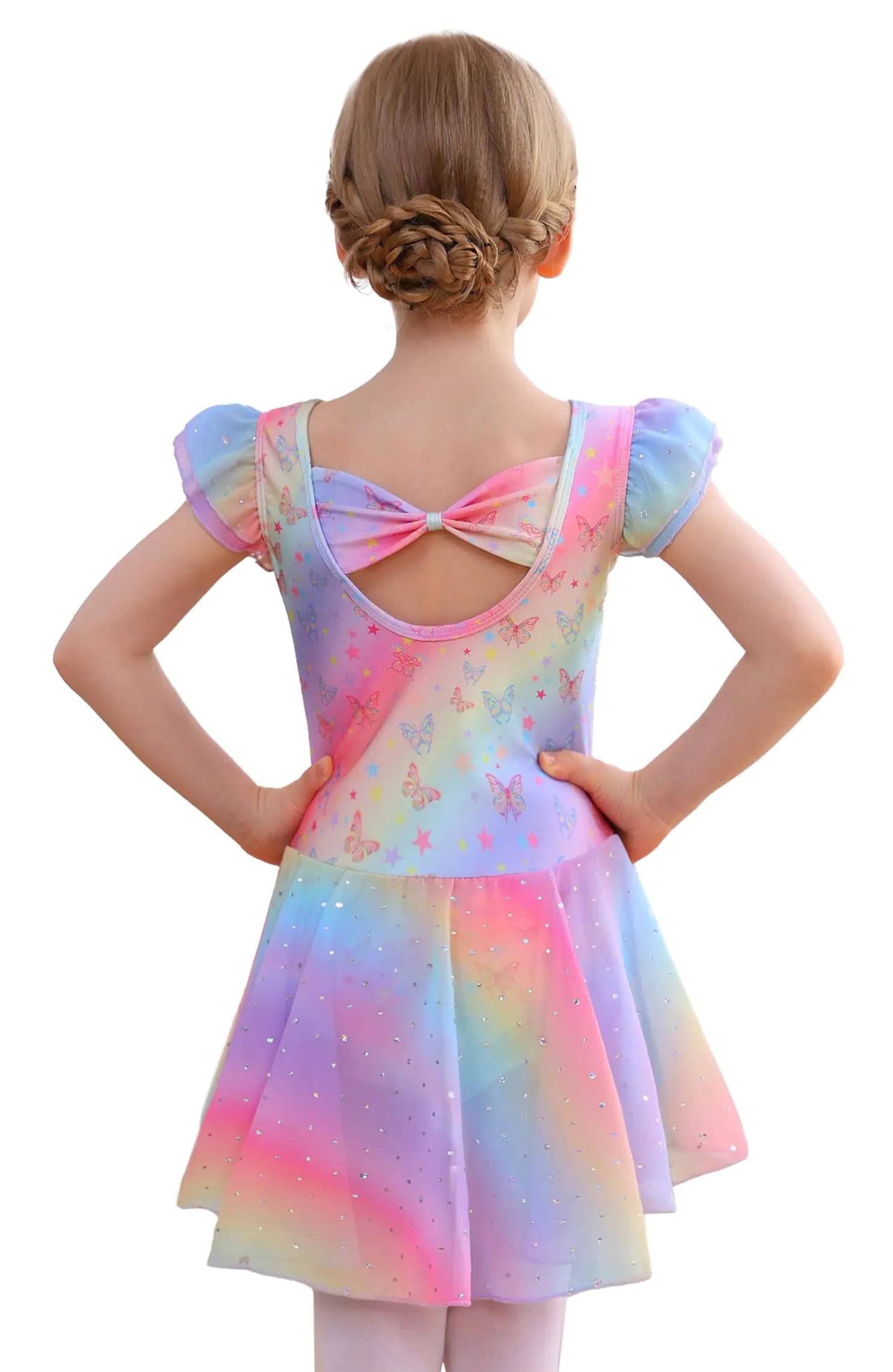 Ballet Leotard with Skirt Rainbow Butterfly