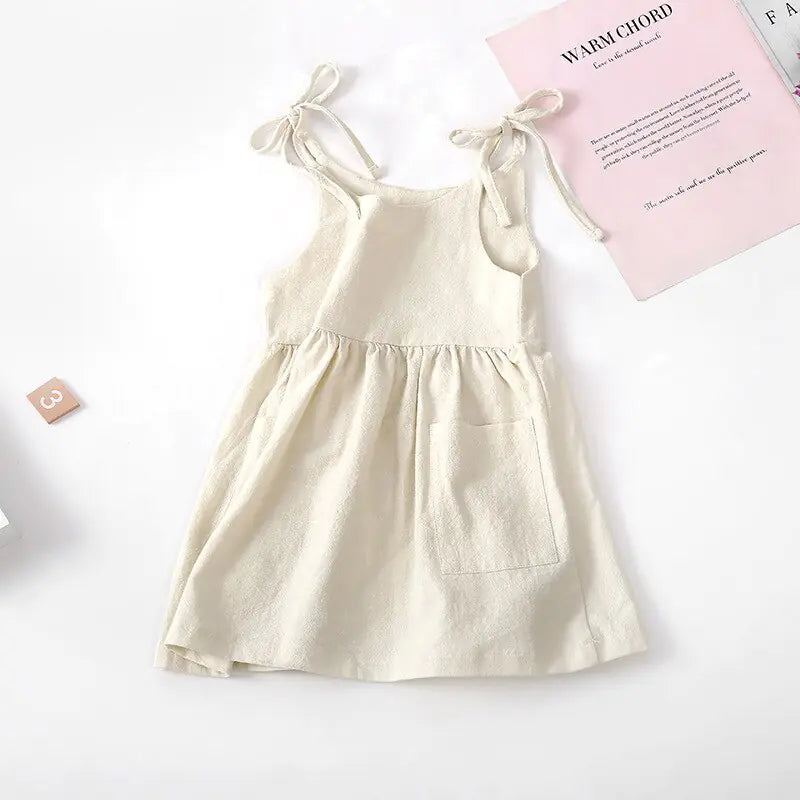 Buy light-yellow Sleeveless Cotton Toddler Dress