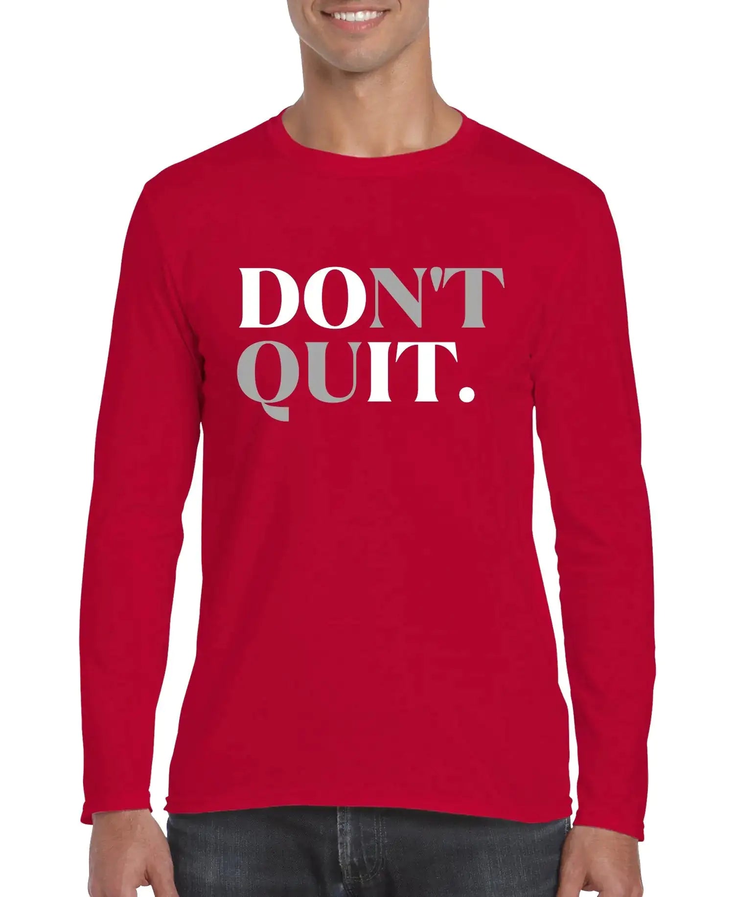 Buy red Don&#39;t Quit Men’s Long Sleeve Shirt