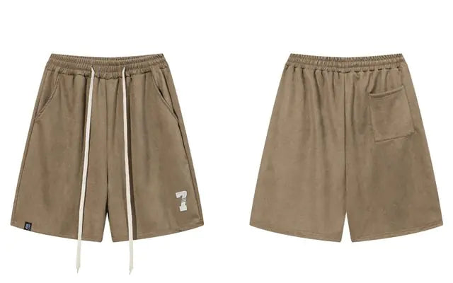 Buy brown Harajuku Suede Shorts for Men