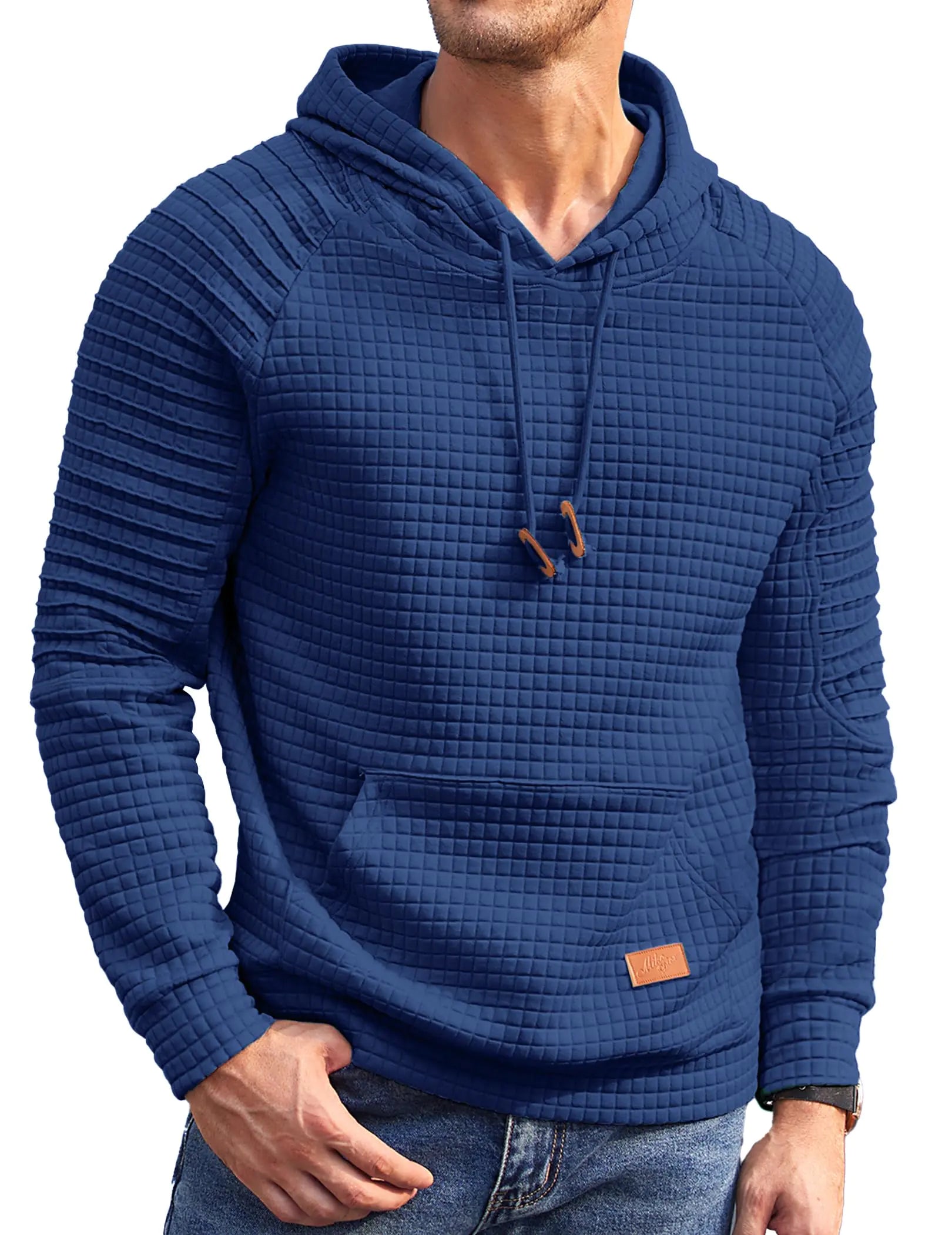 COOFANDY Men's Waffle Knit Pullover Hoodie