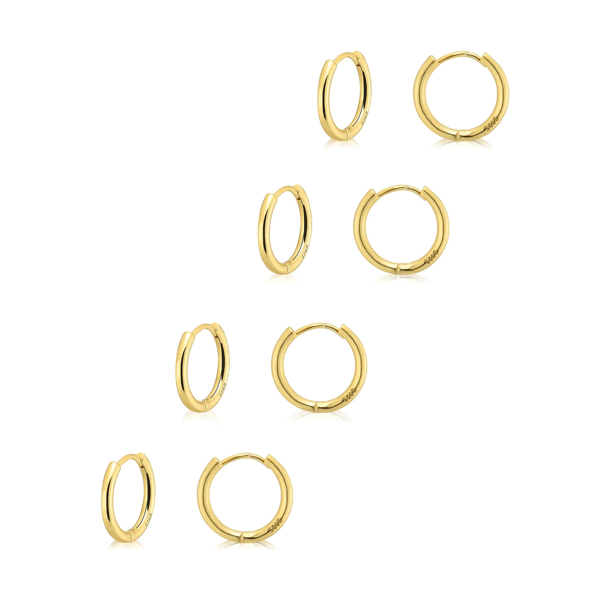 Buy gold Small Gold Huggie Hoop Earrings Set for Women 14K Real Gold Plated Hypoallergenic Lightweight Earrings for Sensitive Ears Everyday Earrings Sets for Multiple Piercing Cartilage Hoop Earrings Stack Jewelry 12mm/12mm/12mm/12mm Rose Gold