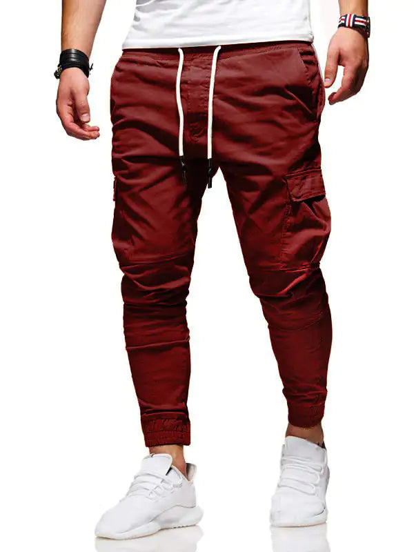 Buy red Men Autumn Thin Cotton Casual Pants