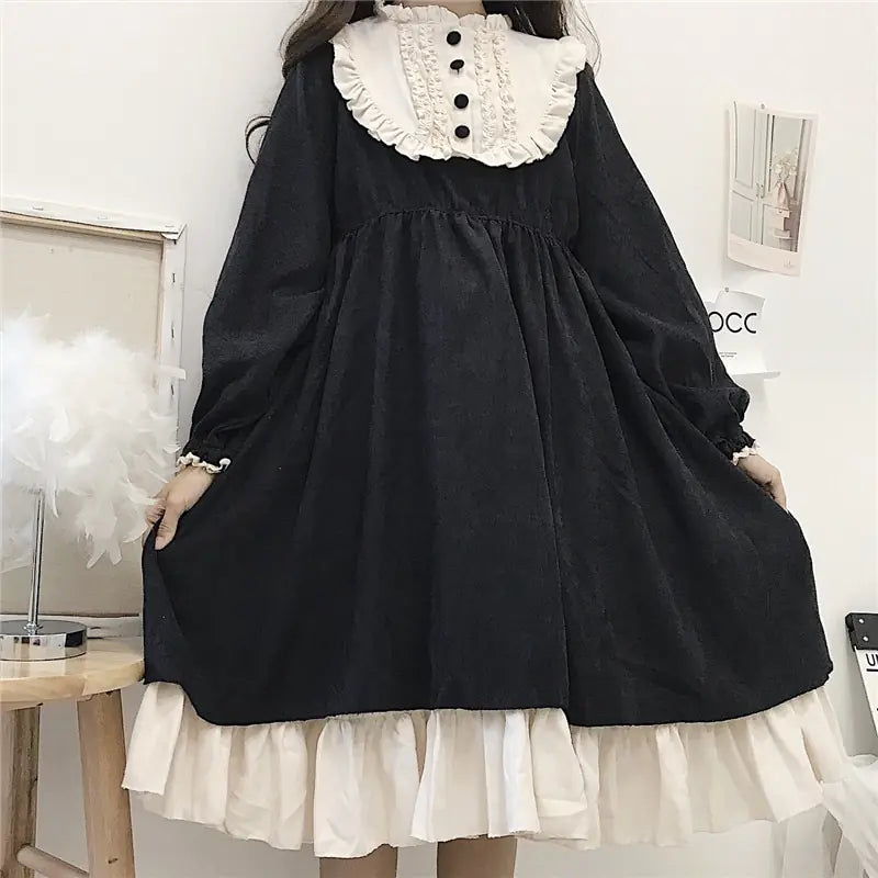 Japanese Style Autumn High Waist Dresses - 0