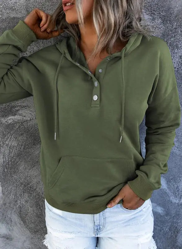 Dokotoo Women’s 2024 Button-Collar Hooded Pullover Sweatshirt