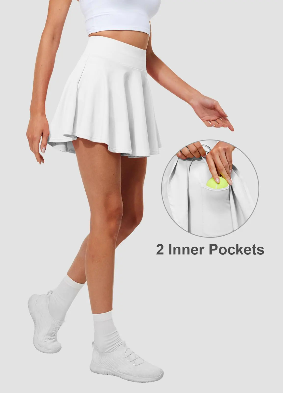 High-Waisted Pleated Tennis Skirt with Pockets