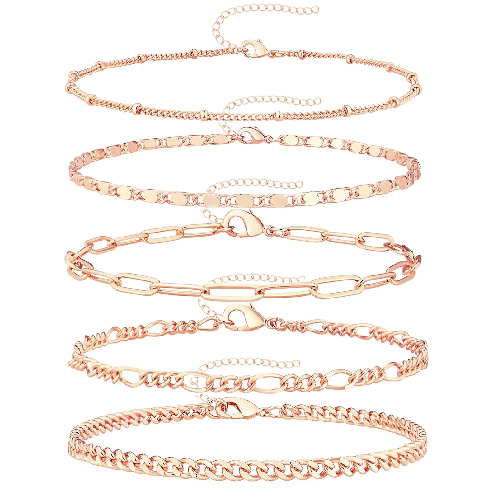 14K Gold Plated Chain Bracelet Set