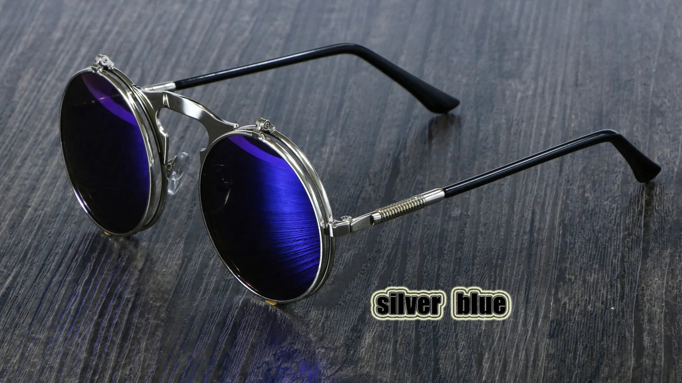 Buy silver-blue Retro-Style Sunglasses