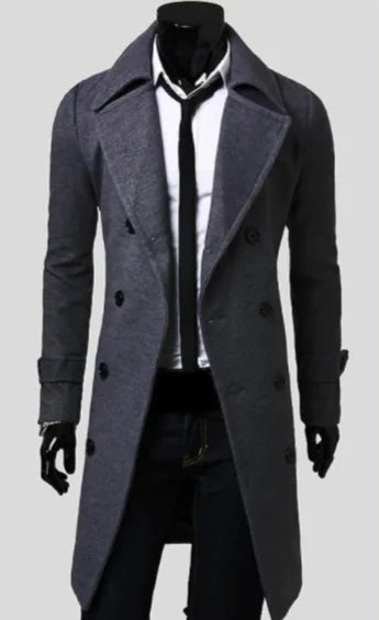 Buy gray Men&#39;s Long Trench Coat