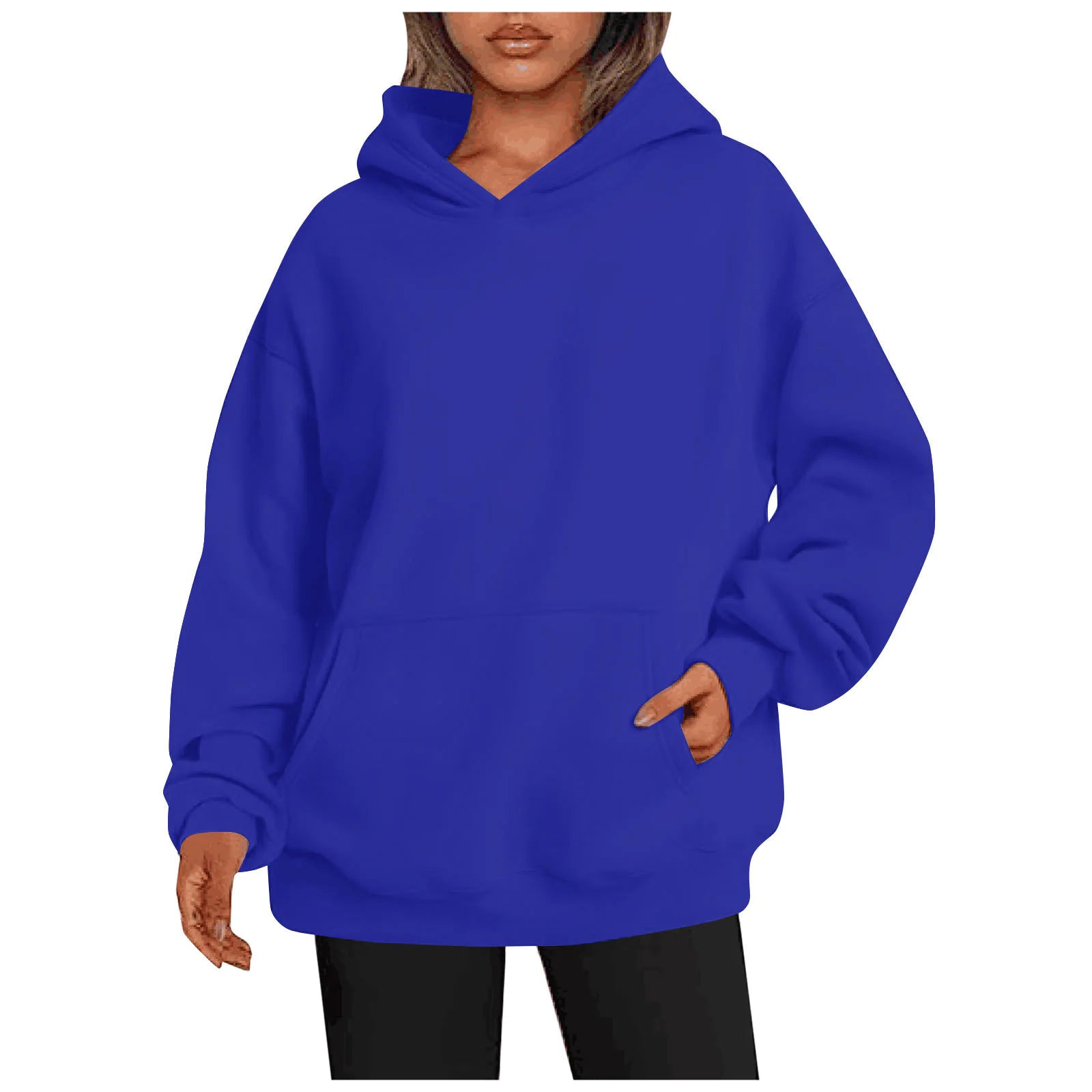 Buy sapphire-blue Large Pocket Women Hoodies