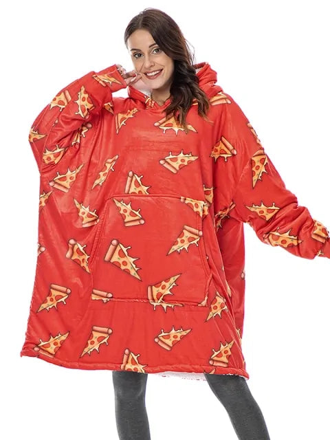 Buy pizza Women Oversized Warm Winter Hoodies