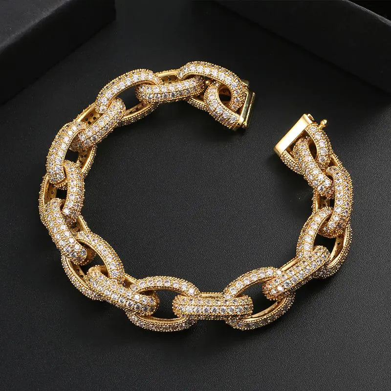 Buy gold Heavy Rock Iced Out Cuban Charm Bracelets