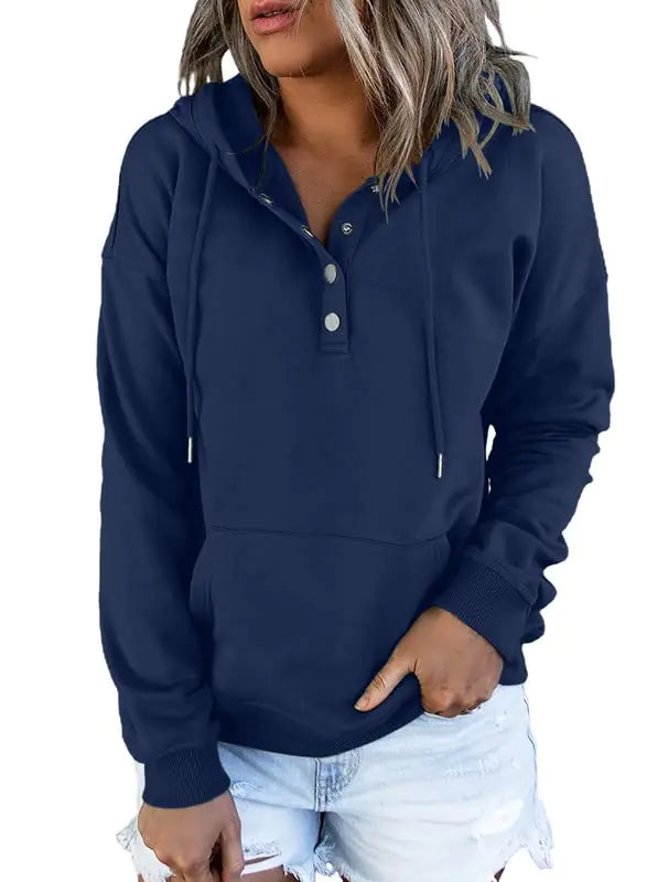 Dokotoo Women’s 2024 Button-Collar Hooded Pullover Sweatshirt