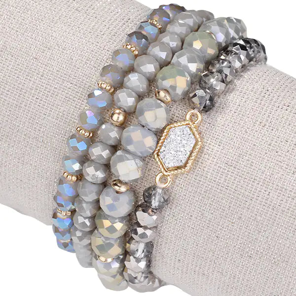 Buy lovely-gray Arm Candy Natural Stone And Glass Crystal Bracelets