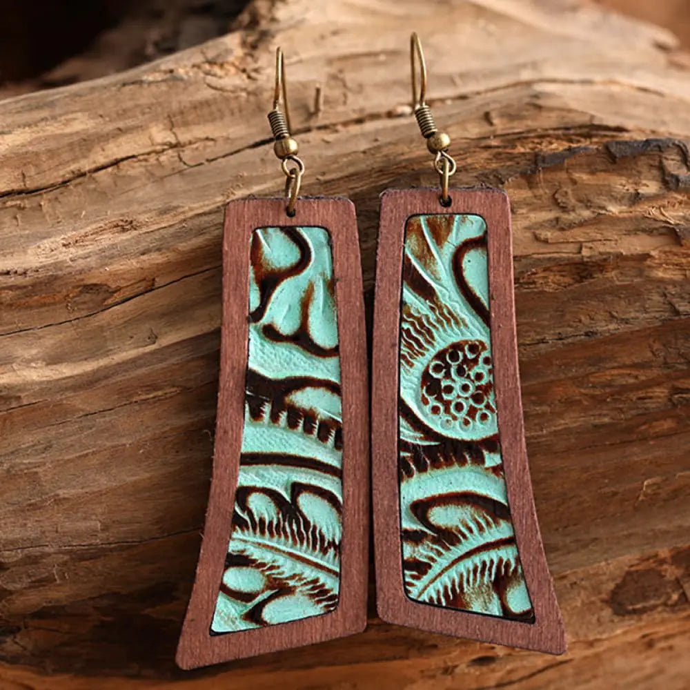 Buy style-d Geometrical Shape Wooden Dangle Earrings