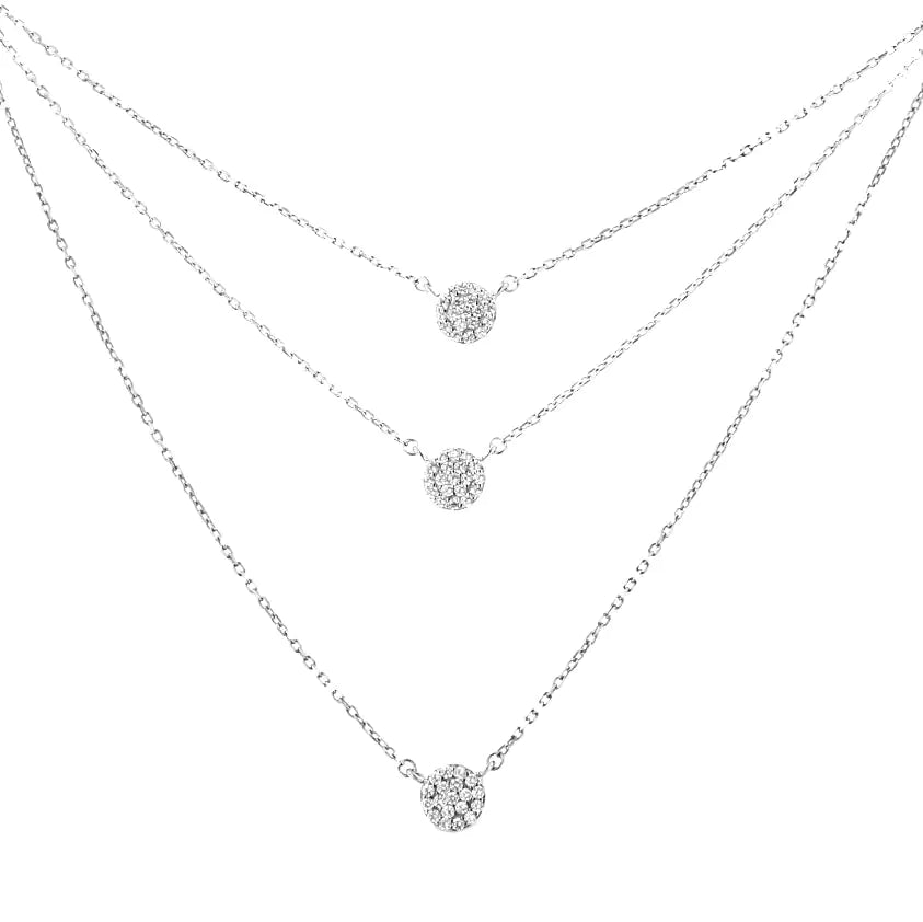 Sterling Silver Diamond Medallion Necklace, 1/2 Cttw, Multi-Strand, 18