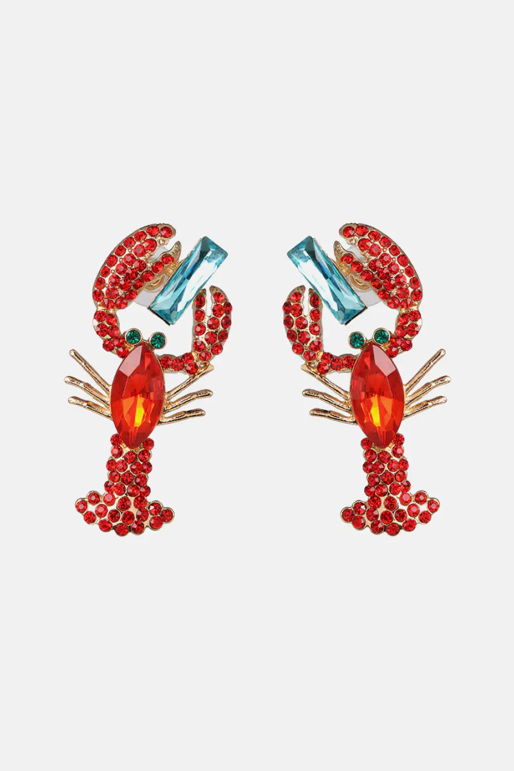 Lobster Shape Glass Stone Dangle Earrings - 0