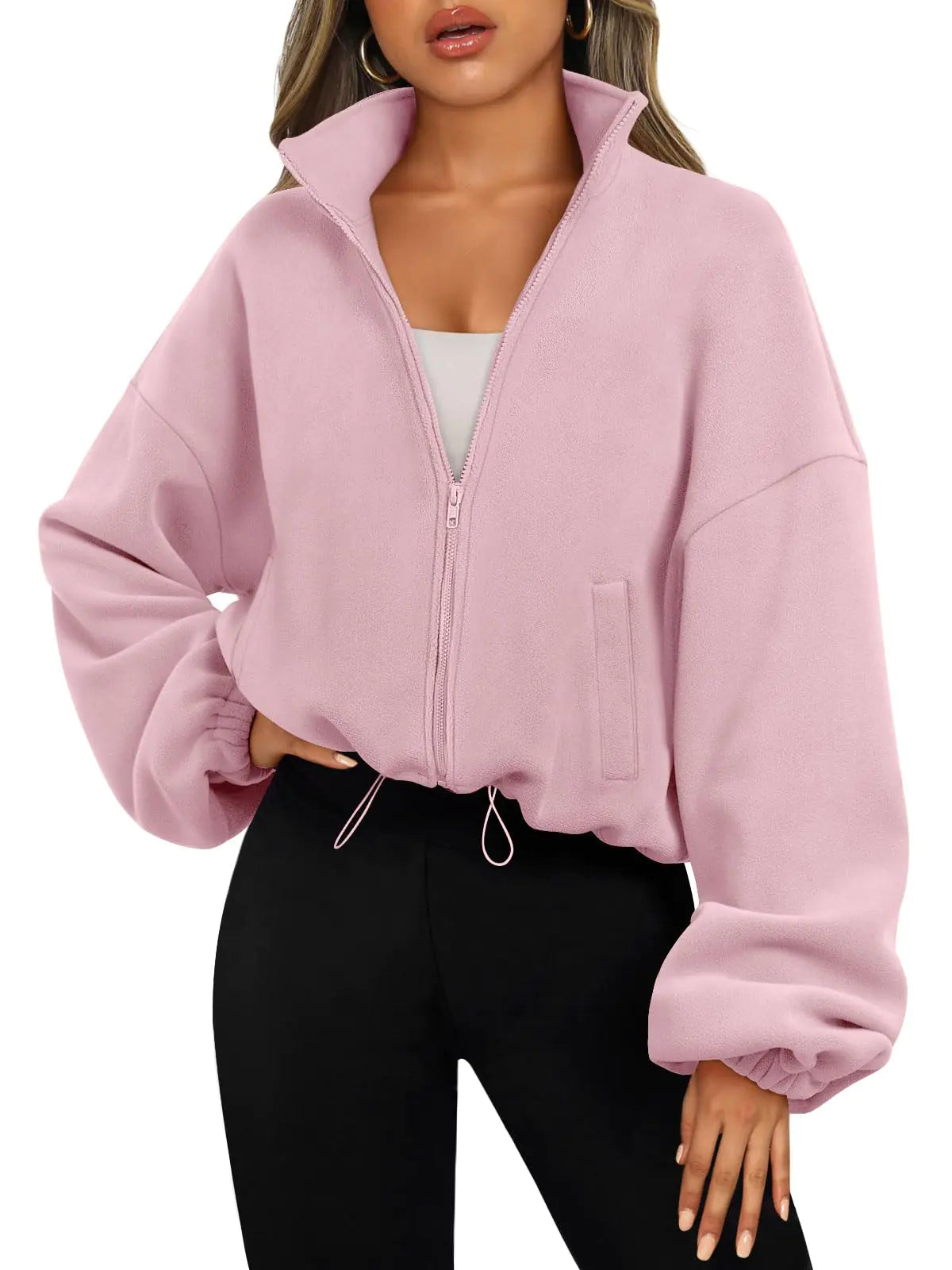 Buy pink AUTOMET Women’s Zip-Up Sherpa Hoodie